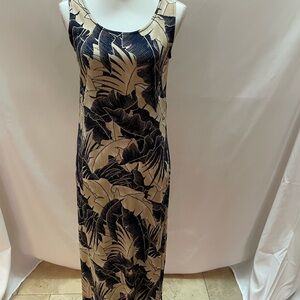 Hilo Hattie Black and Tan Maxi Dress